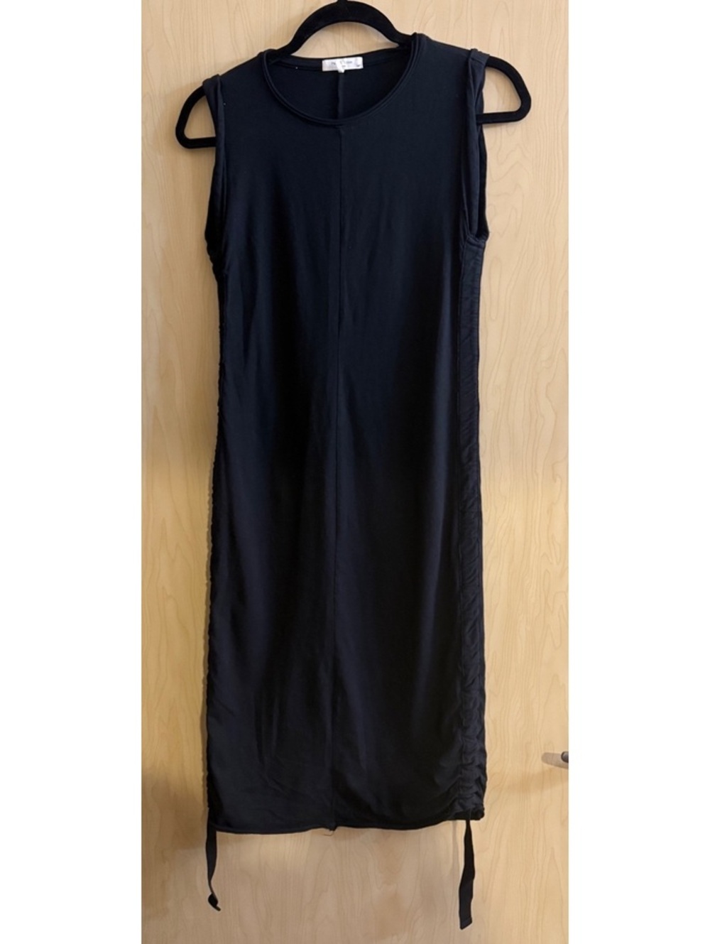 Rag & Bone black sleeveless midi dress side runched detailing size small